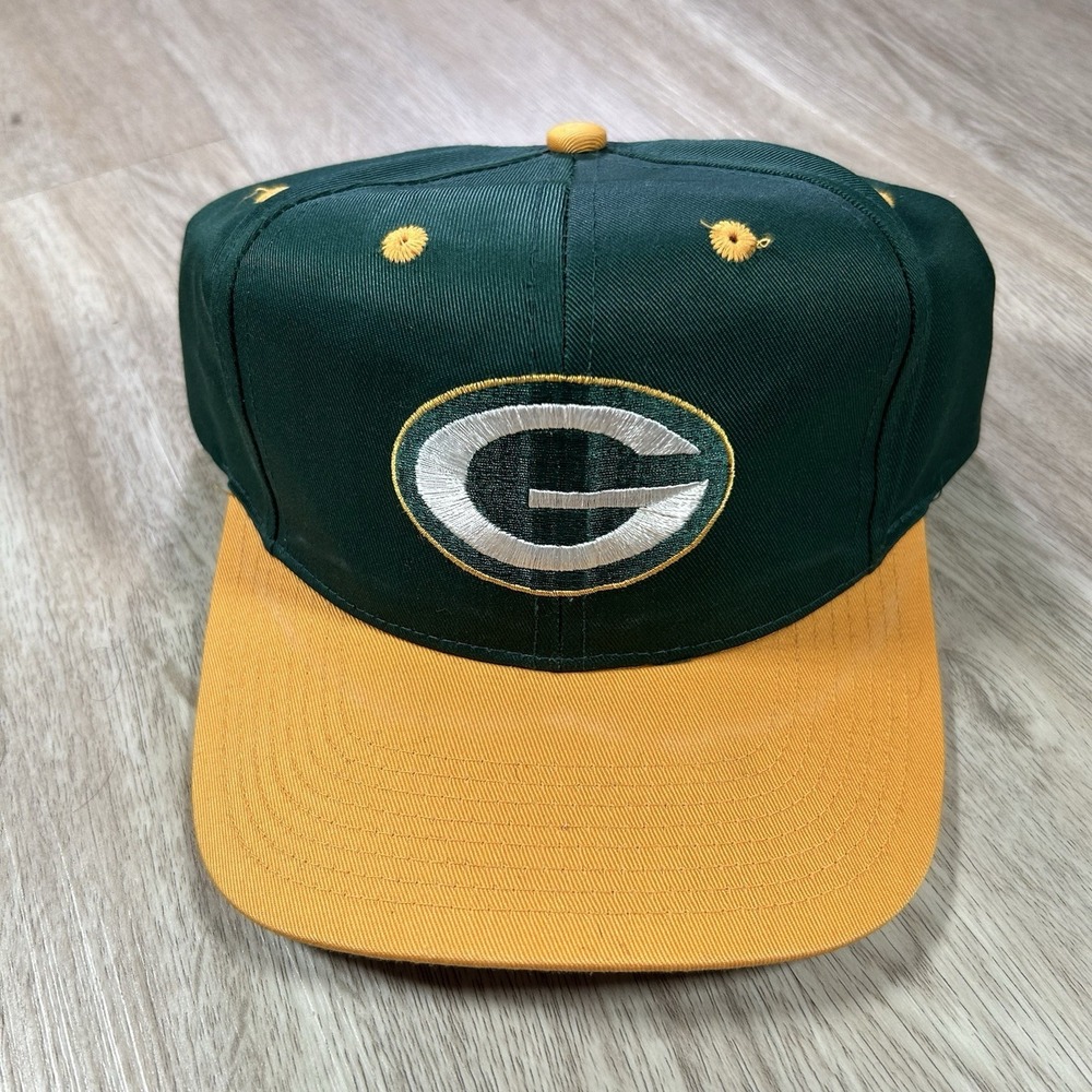 VTG Green‎ Bay Packers Snapback Hat NFL Football Green Yellow Logo 7 Cap